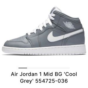 Air Jordan 1 Mid BG 'Cool Grey' 554725-036